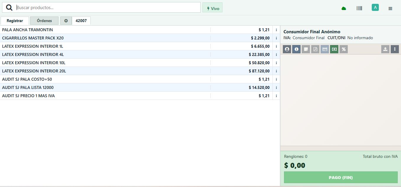 Punto de venta de Suite v19 operando en mostrador
